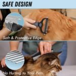 Docrok Pet Grooming Brush and Metal Comb Combo for Dogs & Cats, Gray - Image 4
