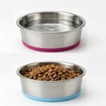 2 Pack Deep Stainless Steel Non-Skid Dog and Food Bowls, Each Holds Up to 4 Cups