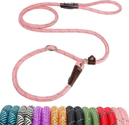 Fida Durable Slip Lead Dog Leash, 6 FT x 1/2″ Dog Training Leash, Pink
