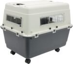 SportPet Airline Compliant LARGE 31.5" Travel Dog Kennel-Durable Plastic Airline Pet Carrier w/ Removable Wheels & Food Bowls, Collapsible Indoor/Outdoor Dog Kennel, Dogs up to 28"L & 20"H-Cream/Gray - Image 3