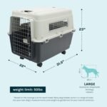SportPet Airline Compliant LARGE 31.5" Travel Dog Kennel-Durable Plastic Airline Pet Carrier w/ Removable Wheels & Food Bowls, Collapsible Indoor/Outdoor Dog Kennel, Dogs up to 28"L & 20"H-Cream/Gray - Image 4