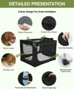 30 x 21 x 21 Inch Collapsible Soft Dog Crate for Dogs Up to 50 lbs, Portable Travel Pet Kennel with 4 Zip Doors, Foldable Indoor Outdoor Crate with Mat, Carry Bag, Black - Image 6