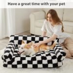 BFPETHOME Cat Couch & Dog Couch Bed, Pet Sofa for Small Pet, Cute Cat Sofa, Checkered Dog Bed with Washable Cover (Black&White) - Image 5
