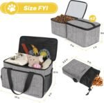 6 Set Dog Travel Bag, Large Pet Travel Kit for Supplies, Grey - Image 3