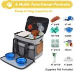 6 Set Dog Travel Bag, Large Pet Travel Kit for Supplies, Grey - Image 8