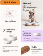 LE TAUCI PET Dog Bowl Ceramic Set with Acacia Wood Tray, 2 Cup Food Bowl + 17 oz Water Bowl, Weighted Non-Slip Feeding Station for Small Dogs & Cats - Image 6