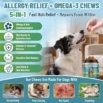 Dog Allergy Chews with Human-Grade Omega 3, Itch Relief Multivitamin 200ct - Image 3
