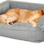 Orvis ComfortFill-Eco Deluxe Dog Bed – Deep Removable Cushion with Recycled ComfortFill-Eco Padding and Durable Quilted Cover, Grey Tweed – Medium