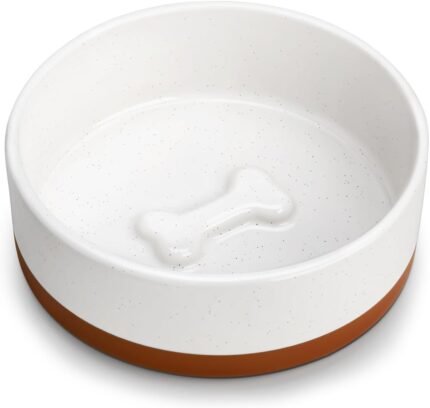 MALACASA Dog Bowls, Ceramic Dog Food and Water Bowls for Small Size Dogs, 1.5 Cups Capacity Pet Bowl for Puppy & Cats (S-1.5 Cups)