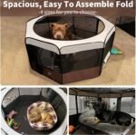 DONORO Dog Playpen 46" Portable Pet Play Pens for Small Medium Dogs, Foldable Exercise Kennel Tent Crate Indoor/Outdoor Travel Camping, Removable Top/Bottom (Brown, Large (46"x46"x23"), 8) - Image 8