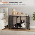 HOOBRO 38.6" Dog Crate Furniture, Wooden Dog Kennel Indoor, Heavy Duty Dog Cage for Small/Medium Dog, Decorative Side End Table, Greige BG100GW03 - Image 3