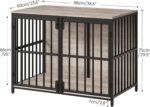 HOOBRO 38.6" Dog Crate Furniture, Wooden Dog Kennel Indoor, Heavy Duty Dog Cage for Small/Medium Dog, Decorative Side End Table, Greige BG100GW03 - Image 4