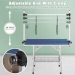 Lyromix 36'' Stainless Steel Pet Dog Grooming Table, Arm/Noose/Tray, Blue - Image 4