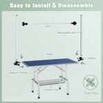 Lyromix 36'' Stainless Steel Pet Dog Grooming Table, Arm/Noose/Tray, Blue - Image 6