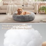 36 inches Faux Fur Fluffy Donut Dog Bed for Large Dogs,Dark Grey - Image 3
