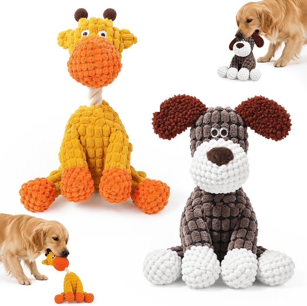 2027 Indestructible Dog Squeaky Toys for Aggressive Chewers, brown & orange 2027 Indestructible Dog Squeaky Toys for Aggressive Chewers, brown & orange