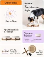 LE TAUCI PET Ceramic Dog Bowls for Medium Large Dogs - 5 Cup Large Dog Food and Water Bowls with Wood Stand, Cute Pet Dishes Set of 2, Lines+Dot - Image 5