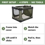42 x 31 x 31 Inch Collapsible Soft Dog Crate for Dogs Up to 90 lbs, Portable Travel Pet Kennel with 4 Zip Doors, Foldable Indoor Outdoor Crate with Mat, Carry Bag, Green - Image 3