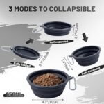 Dog Bowl Pet Collapsible Bowls, 2 Pack Collapsible Dog Water Bowls for Cats Dogs, Portable Pet Feeding Watering Dish for Walking Parking Traveling with 2 Carabiners (Black+Black, Medium) - Image 3