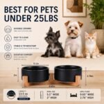 Petygooing Ceramic Dog Cat Bowls Set with Stand,Black Pet Food and Water Bowl,Small Dog Bowls Cute Modern Anti Slip Set of 2 Pet Feeder Small Size Pet Dish(13.5OZ/5.1 in) - Image 3