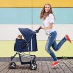 MoNiBloom Pet Stroller for Small/Medium Dogs and Cats up to 33 lbs, Blue - Image 3