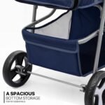 MoNiBloom Pet Stroller for Small/Medium Dogs and Cats up to 33 lbs, Blue - Image 8