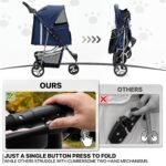 MoNiBloom Pet Stroller for Small/Medium Dogs and Cats up to 33 lbs, Blue - Image 9