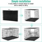 FDW Dog Crate for Large Dogs 42 Inch Folding Metal WirePet Cage Double Door W/Divider Panel Indoor Outdoor Kennel Leak-Proof Plastic Tray,Black - Image 3