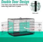 FDW Dog Crate for Large Dogs 42 Inch Folding Metal WirePet Cage Double Door W/Divider Panel Indoor Outdoor Kennel Leak-Proof Plastic Tray,Black - Image 4
