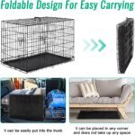 FDW Dog Crate for Large Dogs 42 Inch Folding Metal WirePet Cage Double Door W/Divider Panel Indoor Outdoor Kennel Leak-Proof Plastic Tray,Black - Image 5