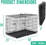 FDW Dog Crate for Large Dogs 42 Inch Folding Metal WirePet Cage Double Door W/Divider Panel Indoor Outdoor Kennel Leak-Proof Plastic Tray,Black - Image 7