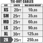 BV Dog Tie Out Cable 25 Feet - Heavy Duty Dog Lead Up to 250 Pounds - Reflective & Rust-Free with Quick Release Swivel Clips & 360° Rotating Clasp - Tangle-Free Dogs Runner for Yard (Grey, Single) - Image 3