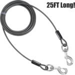 BV Dog Tie Out Cable 25 Feet - Heavy Duty Dog Lead Up to 250 Pounds - Reflective & Rust-Free with Quick Release Swivel Clips & 360° Rotating Clasp - Tangle-Free Dogs Runner for Yard (Grey, Single) - Image 4