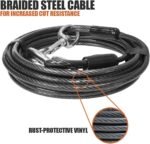 BV Dog Tie Out Cable 25 Feet - Heavy Duty Dog Lead Up to 250 Pounds - Reflective & Rust-Free with Quick Release Swivel Clips & 360° Rotating Clasp - Tangle-Free Dogs Runner for Yard (Grey, Single) - Image 6