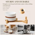 MALACASA Ceramic Dog Bowls Set with Wood Stand, 3.5 Cups Pet Bowls for Medium Dogs with Non-Slip Base, Large Puppies, Cats, Retrievers, ect.Pet Food & Water Basic Bowls Set, Weighted Glaze Matte.34 OZ - Image 3
