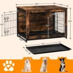 HOOBRO Dog Crate Furniture, 38.6" Large Dog Kennel Indoor, Wooden Cage with Pull-Out Tray, Double Doors Pet House Side End Table for Large/Medium/Small Dogs, Rustic Brown BF982GW03G1 - Image 3