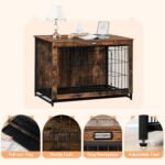 HOOBRO Dog Crate Furniture, 38.6" Large Dog Kennel Indoor, Wooden Cage with Pull-Out Tray, Double Doors Pet House Side End Table for Large/Medium/Small Dogs, Rustic Brown BF982GW03G1 - Image 7