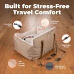 Best Pet Supplies Elevated Dog Car Seat for Small Dogs, Booster Seat with Safety Tether & Storage, Washable Travel Pet Seat for Front or Back Seat, Up to 25 lbs - Brown - 21 x 20 x 14 - Image 3