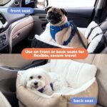 Best Pet Supplies Elevated Dog Car Seat for Small Dogs, Booster Seat with Safety Tether & Storage, Washable Travel Pet Seat for Front or Back Seat, Up to 25 lbs - Brown - 21 x 20 x 14 - Image 4