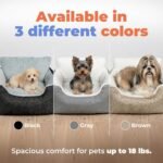 Best Pet Supplies Elevated Dog Car Seat for Small Dogs, Booster Seat with Safety Tether & Storage, Washable Travel Pet Seat for Front or Back Seat, Up to 25 lbs - Brown - 21 x 20 x 14 - Image 6