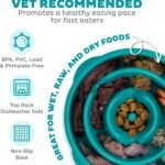 Outward Hound Fun Feeder Slo Bowl Dog Slow Feeder, Drop, Turquoise, 8.8" - Image 3