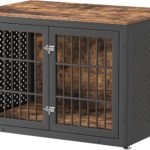 rehomerance 38″ Heavy Duty Dog Crate Furniture for Large and Medium Dogs,Wooden Metal Kennel for High Anxiety Dogs, Chew Proof Pet Cage Indoor, Decorative Dog Kennel End Table