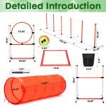 Dog Agility Course Backyard Set, Dog Agility Equipment, Pet obstacle Course Backyard with 6 Dual Mode Weave Poles, 2 Adjustable Hurdle, Jump Ring, Tunnel, Pause Box, Toy Balls and 2 Carrying Bags - Image 8