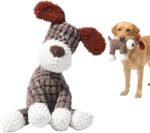 Indestructible Dog Toys for Aggressive Chewers, Squeaky Plush Chew Toy， (Grey)