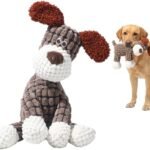 Indestructible Dog Toys for Aggressive Chewers, Squeaky Plush Chew Toy， (Grey)