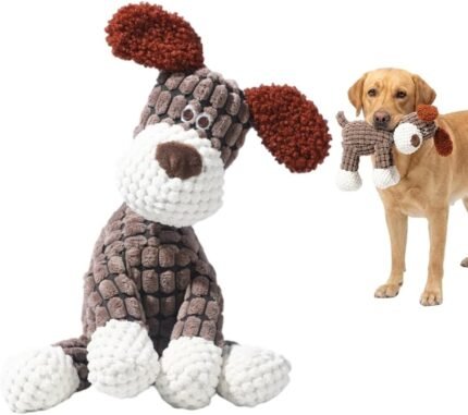 Indestructible Dog Toys for Aggressive Chewers, Squeaky Plush Chew Toy， (Grey)