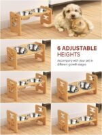 Vantic Elevated Dog Bowls, Raised Dog Bowl Stand Adjustable Small, Natural - Image 3