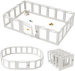 Foldable Clear Acrylic Dog Playpen with Door, 23.6" Acrylic Puppy Playpen, Easy Assemble Indoor Pet Fence with White Frame, Clear Dog Playpen for Puppies & Animal (White, 23.6‘H, 18 Panels + 1 Door)