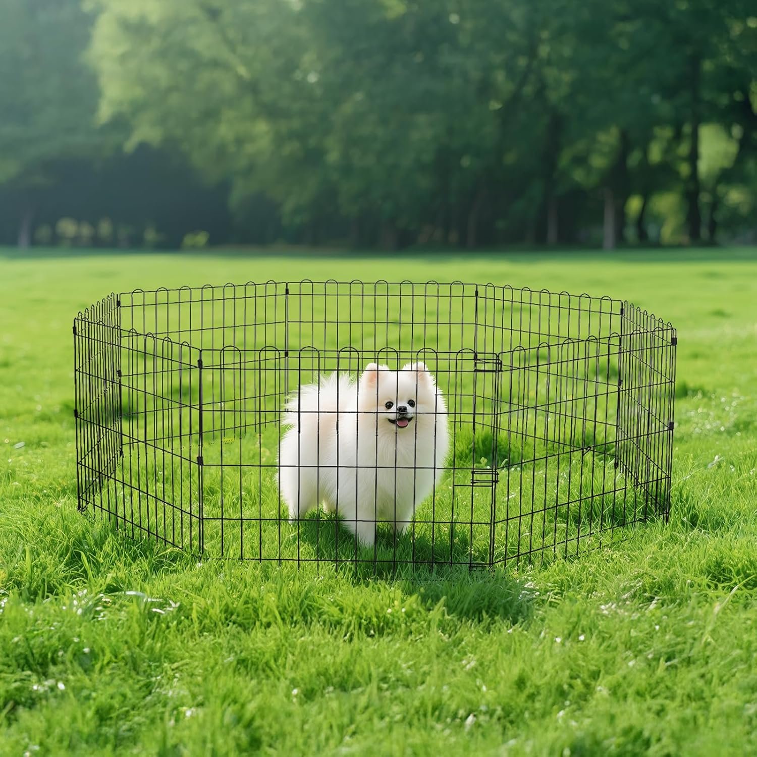 Amazon Basics Foldable Octagonal Metal Exercise Dog Playpen, Indoor/Outdoor Pet Fence, No Door, 8 Panels, Extra Small, 24 x 24 Inches, Black - Image 7