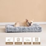 EHEYCIGA Fluffy Dog Crate Bed for Medium Dogs, Plush Crate Pad, Grey - Image 8